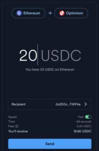 USDC Bridge interface screenshot